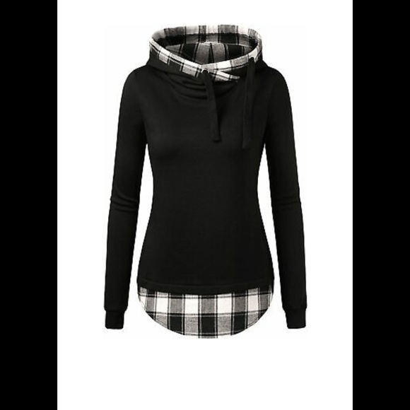 DJT Women’s Funnel neck check contrast pullover - Picture 1 of 6